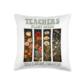 Teacher Shirts Women & Wildflowers Wildflower Shirts Women Teachers Plant Seeds Forever Throw Pillow, 16x16, Multicolor