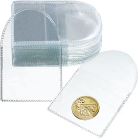 100 Pcs Single Pocket Coin Flips 2 x 2 Inch Individual Clear Cuttable Plastic Sleeves Holders Coin Holder Small Coin Sleeves Coin Collecting Supplies for Coins Jewelry Small Items Collection Storage