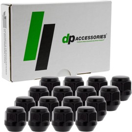 DPAccessories Lug Nuts Compatible with 1998-2001 Kia Sephia | Black OEM Style | for Factory Aluminum Wheels Only | Set of 16 Wheel Nuts | DKISEP02F-BK/1