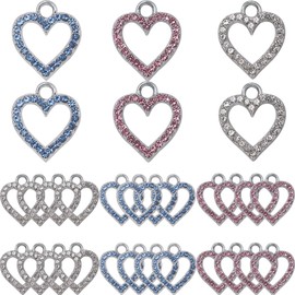 Anjulery 24 Pieces Heart Charms for Jewelry Making - Sturdy Metal Charm for Bracelets Necklaces Earrings Pendants Crafts (24Pcs Silver)