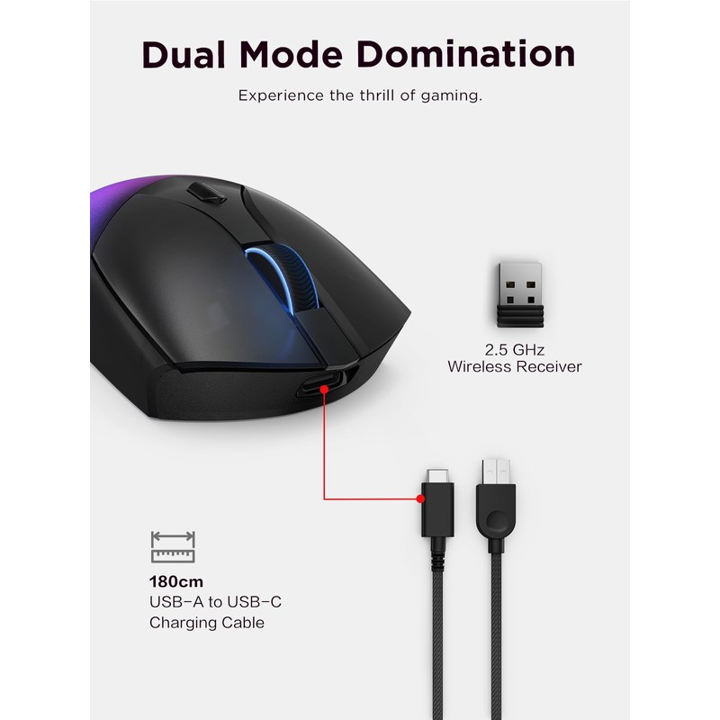 Lenovo Legion M410 Wireless RGB Gaming Mouse – 6 Button