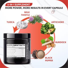 GUDOMET Premium TUDCA with Milk Thistle, Artichoke, Burdock & Black Pepper – Supports Bile Flow & Liver Health -150 Capsules- Made in The USA