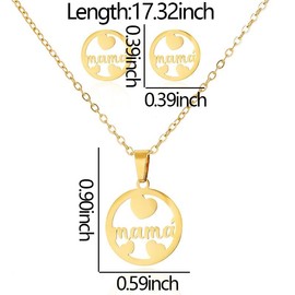 Mama Necklaces Earrings Set for Women Mom Mother's Day Birthday Gifts Necklace for Mother Mommy Bday Gifts from Daughter Son Mom Mama Gold Hollow Necklace Gifts for Her Best Mom Ever Gift Ideas