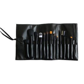 Lady De Professional 14-Piece Cosmetic Brush Set with Leather Pouch (Set of 14 Brushes and 1 Leather Pouch Black)