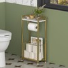Toilet Paper Holder with Storage Shelf - Freestanding Roll Dispenser
