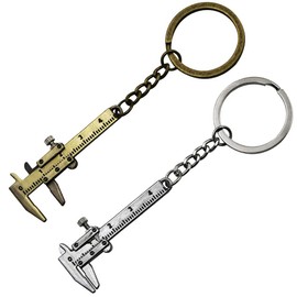 HATOOLHA® Mini Tool Keychain, 2pcs Mini Vernier Caliper Key Chain Key Ring Antique Silver Gold Tools Gift for Men Women
