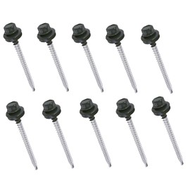 AERZETIX - C57208 - Set of 10 self-drilling screws metal on wood Ø4.8x70 mm + EPDM sealing washer - painted in anthracite grey RAL 7016 - head size 8 mm hexagon - made of steel