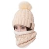 LCZTN Womens Pom Beanie Hat Scarf Set Girls Cute Winter