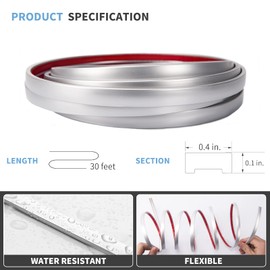 Art3d 10 Ft Peel and Stick Flexible Vinyl Molding Trim for Wall Tile Edges, Kitchen backsplash, Mirrior Frame in Stainless Steel