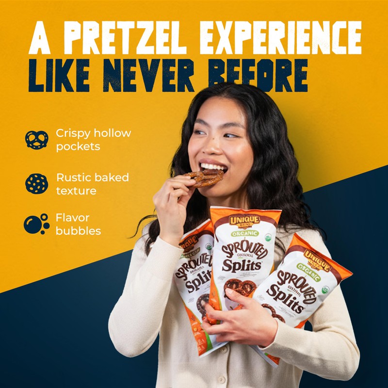 Unique Snacks Sprouted Splits Pretzels, Sprouted Pretzels, Delicious Homestyle Baked