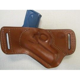 Braids Holsters Kimber Solo 9MM Formed Brown Leather,SOB, OWB Belt Holster, Right Hand