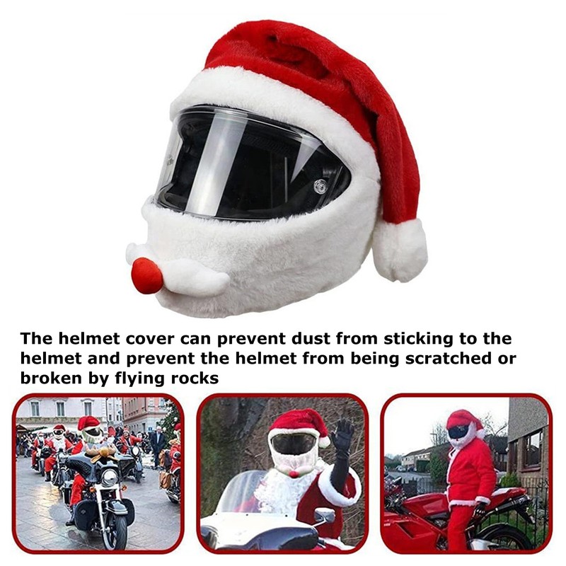 Christmas Helmet Cover Plush Scratch Proof Motorcycle Helmet Hat for