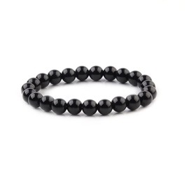 Handmade Womens Mens 8mm Natural Power Healing Gemstone Beaded Stretchy Bracelet (Black agate)