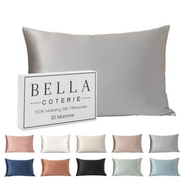 Bella Coterie Luxury Silk Pillowcase for Hair and Skin | 30 Momme | 100% Pure 6A Mulberry Silk | Super Soft | Perfectly Plush [Queen, Silver]
