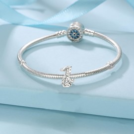 0 1 2 3 4 5 6 7 8 9 Number Charms 925 Sterling Silver for Women Fits European Charm Bracelets and Necklace, Silver