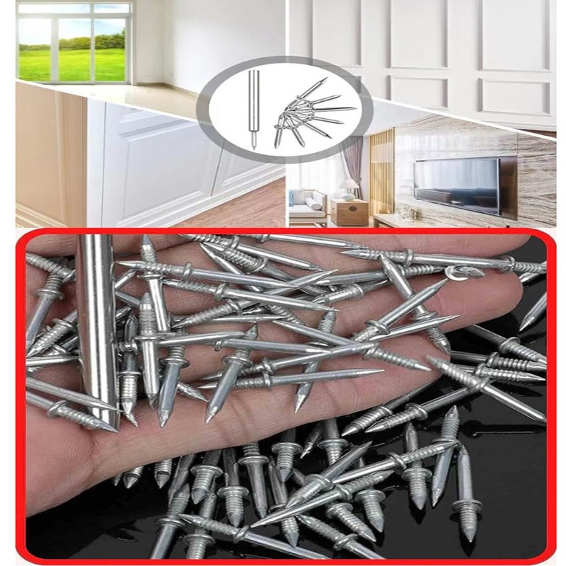 Lokatall Seamless Nails, 100 Pieces Double Head Skirting Board Thread