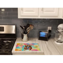 Caroline's Treasures DAC2486LCB Cavalier Spaniel Hippie Dawg Glass Cutting Board Large Decorative Tempered Glass Kitchen Cutting and Serving Board Large Size Chopping Board