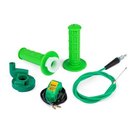 PUCKY New 7/8" 22mm Twist Throttle Accelerator Handle Grips and Cable Set with Kill On Off Switch for 50cc 110cc 150cc 250cc Mini Bike ATV Quad Pit Bike Dirtbike (绿色)