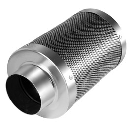 4 Inch Air Carbon Filter, with Australia Virgin Charcoal Smell Control for Inline Duct Fan, Grow Tent, Prefilter Included, Reversible Flange 4" x 12", Silver