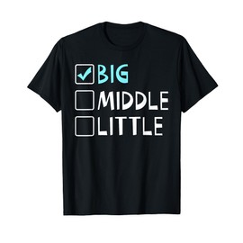 big medium little big brother t shirt, black
