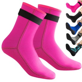 HINATAA 3mm Neoprene Wetsuit Socks,Thermal Wetsuit Socks, Quick-Drying Non-Slip Diving Socks Boots for Men Women (UK, Alpha, L, Regular, Regular, Rose)