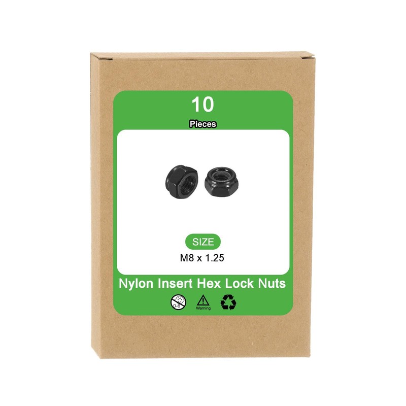 uxcell 10Pcs M8 x 1.25 Nylon Insert Hex Lock Nuts,