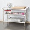 Glownary Stainless Steel Work Table Undershelf, 18 Gauge, Adjustable Height,