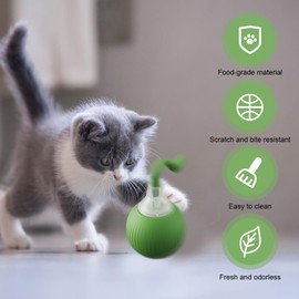 WAVATA Interactive Cat Toy Electric, Interactive Play Ball for Cats, with LED Light, Self-Rotating Intelligence Cat Toy Ball Electric (Green)