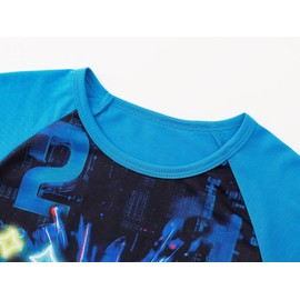 Beezizac Boys Pajamas Bule & Black Gamer Stylish Short Sleeve Jammies 2-Piece Outfit Comfy Kid PJ Set Size 6