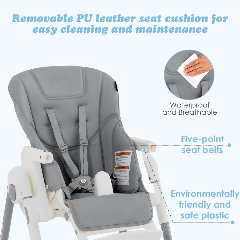 INFANS High Chair for Babies & Toddlers, Foldable Highchair with