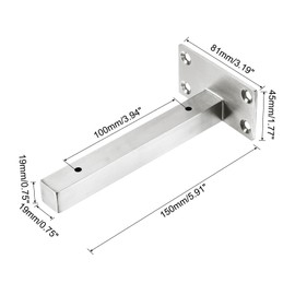sourcing map Floating Shelf Bracket,2 Pack 6 Inch Stainless Steel Hidden Wall Mounted Shelf Supports with Screws and Expansion Tube for Wood Shelves, Hanging in Office, Living Room (Silver)