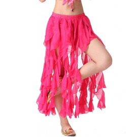 ZLTdream Belly Dance 16PCS-Curling Jellyfish Skirt for Girls andWomen Belly Dancing Outfits Pink