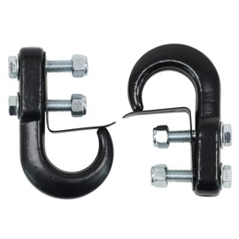 Mytee Products 2 Pc Tow Hook for Trucks - 10,000 lbs Capacity - Black Powder Coated Forged Steel Universal Recovery Tow Hook w/Safety Latch Clip for Jeep, Chevy - Tow Truck Accessories