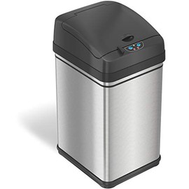 iTouchless 8 Gallon Pet-Proof Sensor Trash Can with AbsorbX Odor Filter System, Stainless Steel Kitchen Garbage Bin Prevents Dogs and Cats Getting in, Battery (not Included) or AC Adapter (Optional)