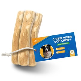 MINOWILD Set 3 of Coffee Wood Dog Chew Toy – Coffee Chew Stick for Medium Dogs Under 45 lbs - Teeth Cleaning & Stress Relief – Safe, Durable & Eco-Friendly Dog Chew Toy (Medium)