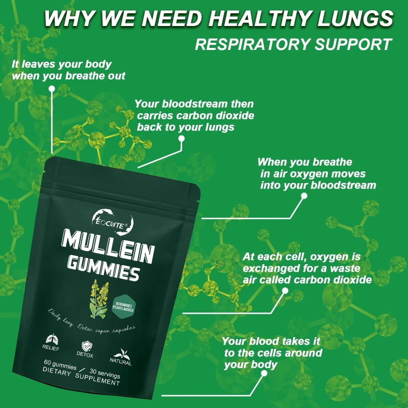  Mullein Leaf Extract Gummies for Lung Cleanse, Extra Strength