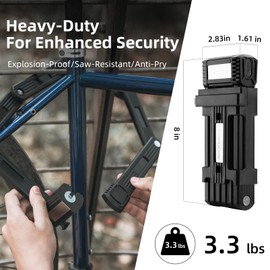 ROCKBROS Folding Design Bike Lock – Heavy-Duty 3.3 lbs Portable Key Lock with Anti-Theft Alloy Steel, Waterproof & Rustproof for Bicycle, E-Bike, Scooter, Motorcycle
