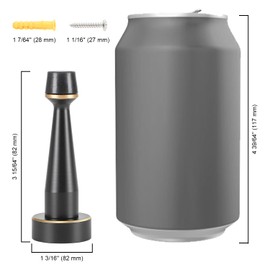 Eumtenr Heavy Duty Solid Brass Door Stop, Decorative Door Stopper Wall Protector with Rubber Bumper Tip for Door Protection Sound Dampening - 3.15 Inch (Black with Gold Thread)