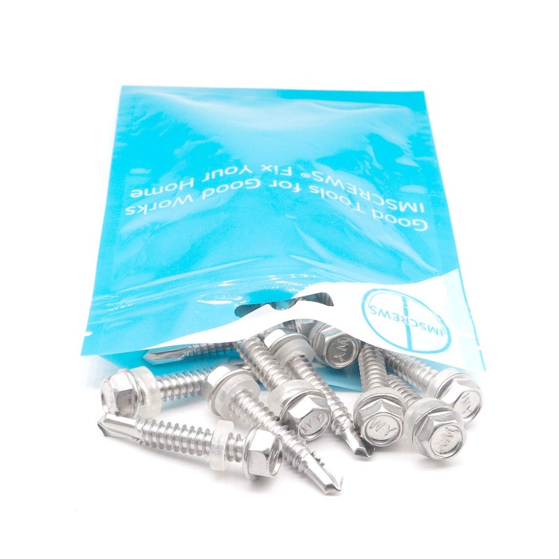IMScrews 25pcs #14 x 1-1/2" Stainless Hex Washer Head Self