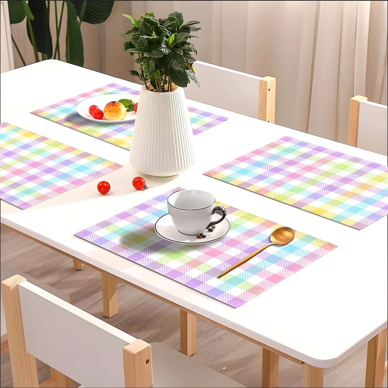 Nepnuser Linen Easter Buffalo Check Plaid Placemats Set of 4