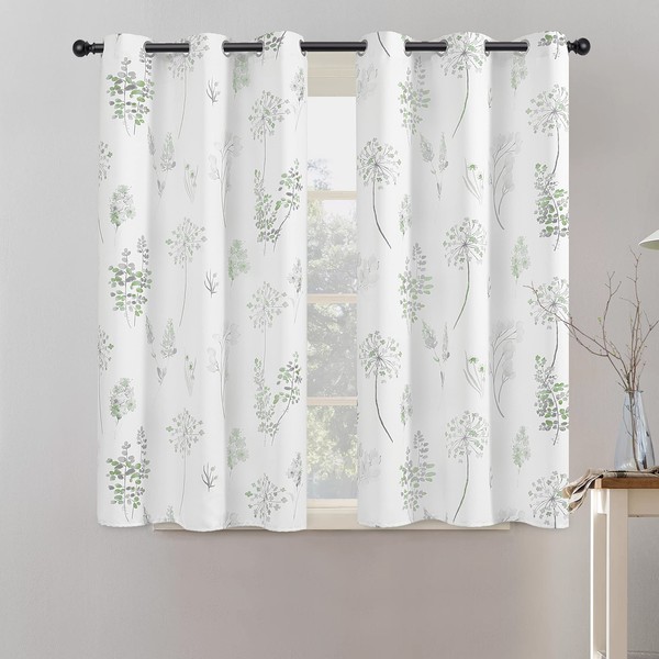 XTMYI Short Bathroom Curtains for Small Window,80% Blackout Watercolor Eucalyptus