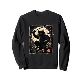 Samurai Cat Japanese Vintage Ukiyo-e Warrior Art Graphic Sweatshirt