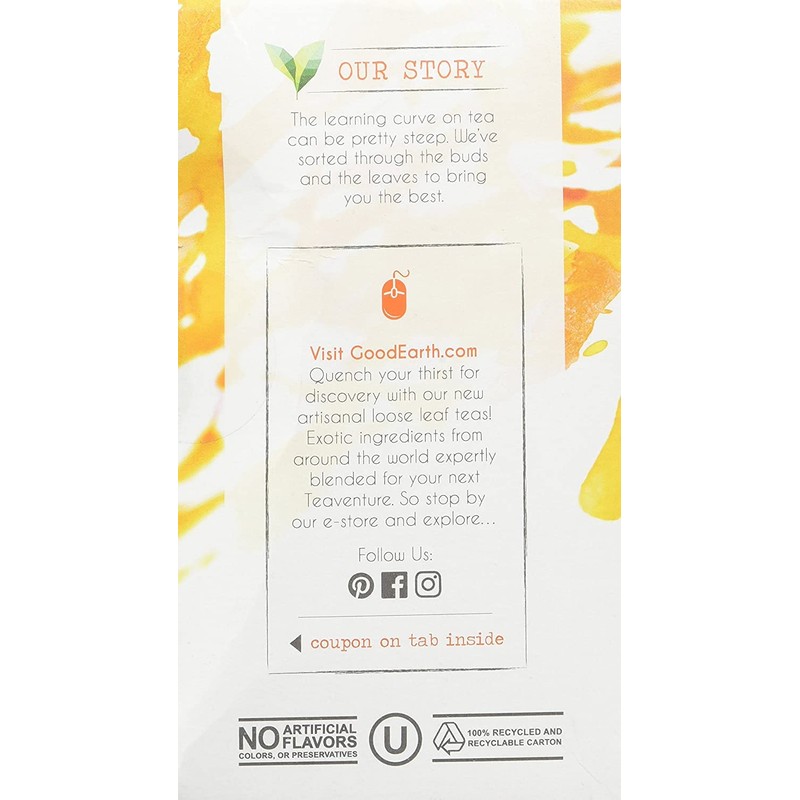 Organic Sweet & Spicy Herbal Caffeine Free Good Earth Teas