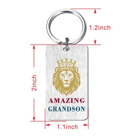 CPLJW Fathers Day Keychain for Grandson Gifts - Birthday Gifts for Boys from Grandma Grandpa - Grandson Best Birthday Fathers Day Graduation Gift Ideas