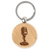 keepdrum Round Wooden Microphone Keyring Gift for Musicians, natural, Unit