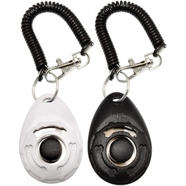 2 Pack Dog Clickers with Wrist Strap, Durable Lightweight Easy to Use Design for Cats Puppy Birds Horses Pet Behavioral Training