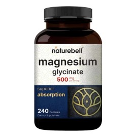 Glicinato De Magnesio 500mg Naturebell 240 Caps Super Absorc Sabor Neutro Potente magnesio elemental completo, 100 quelado y purificado para una...   