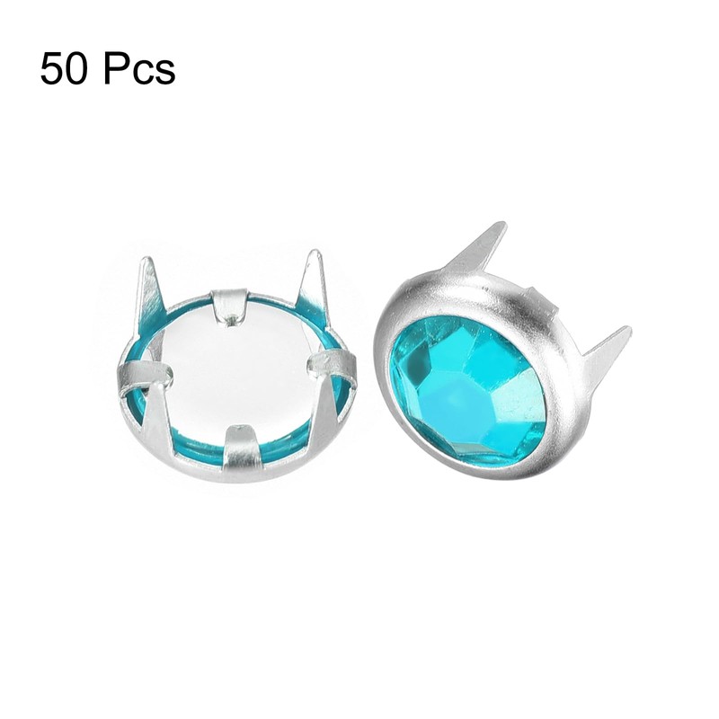 sourcing map 50Pcs Rhinestone Stud Refills, 8mm Dazzling 4 Claw