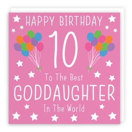 Hunts England - Goddaughter 10th Birthday Card - Happy Birthday - 10 - To The Best Goddaughter In The World - Iconic Collection - Fun Colourful Card