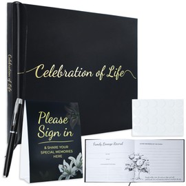 Funeral Guest Book Set Memorial Sign in Memory Book with Pen, Table Sign & Photo Double Sided Tape, Thoughtful Remembrance Keepsake for Funerals, Memorial Services, and Celebration of Life Events